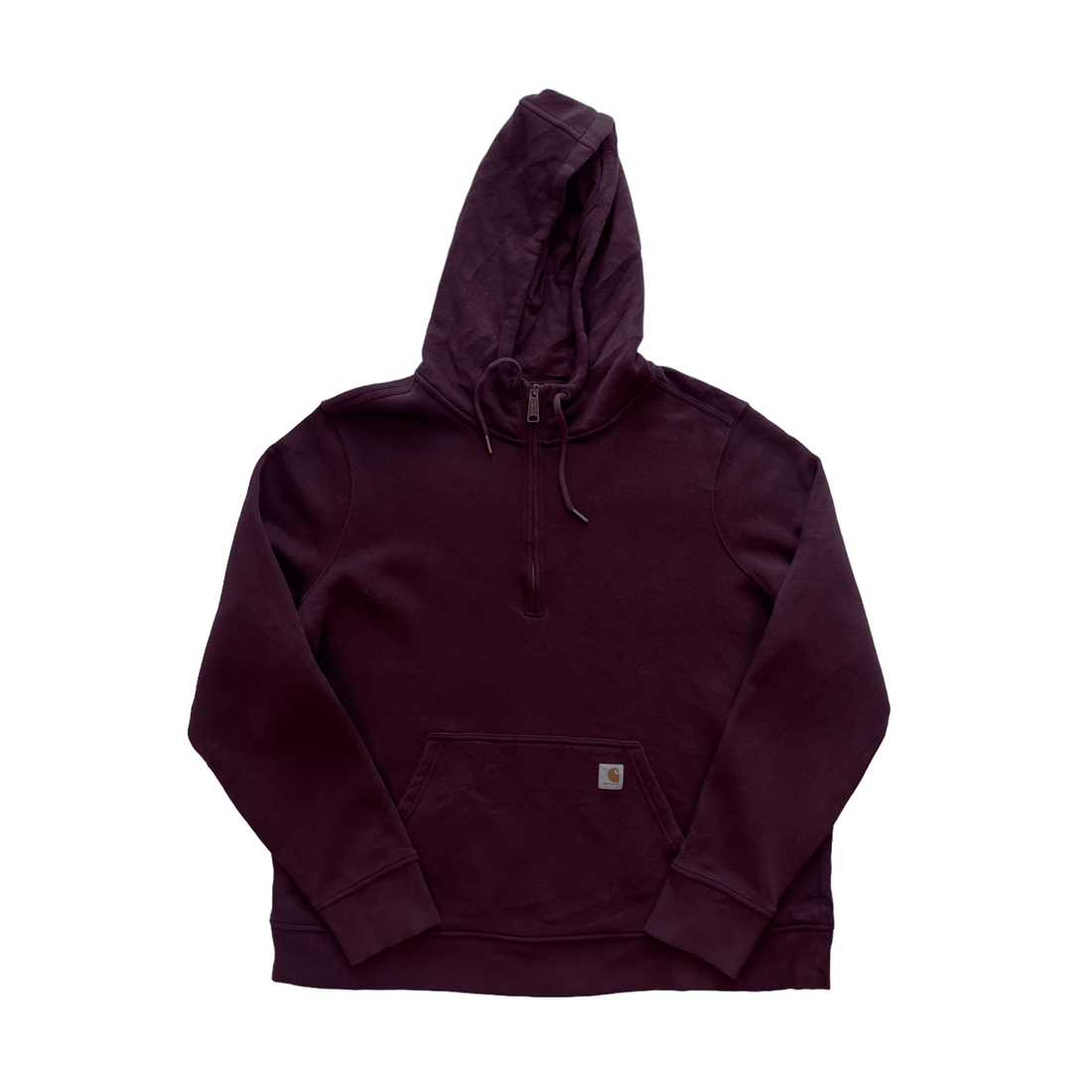 Vintage Burgundy Carhartt Quarter Zip Hoodie - Recommended Size - Extra Large - The Streetwear Studio