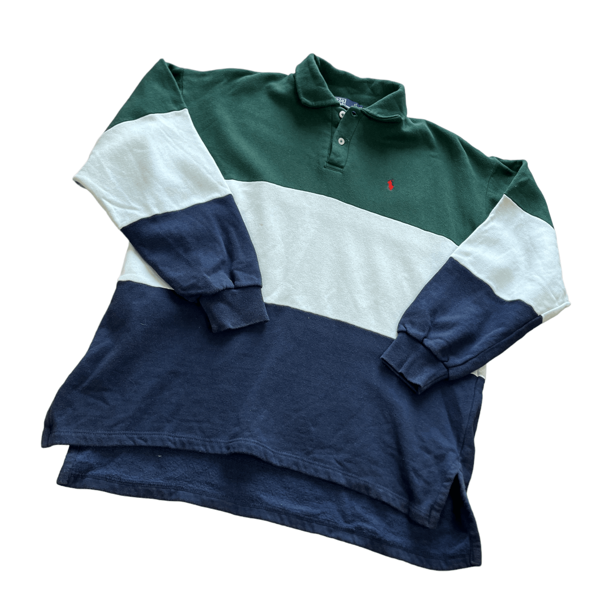 Vintage Green + Blue Polo Ralph Lauren Sweatshirt - Large - The Streetwear Studio