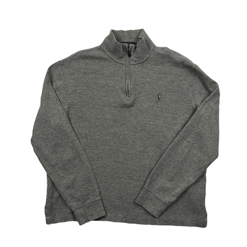 Vintage Grey Polo Ralph Lauren Quarter Zip Sweatshirt - Small - The Streetwear Studio