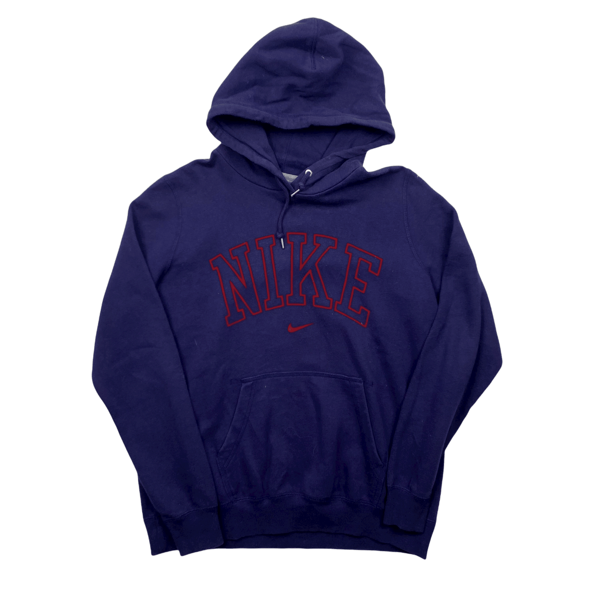 Vintage Navy Blue + Red Nike Spell-Out Hoodie - Extra Large (Recommended Size - Small) - The Streetwear Studio