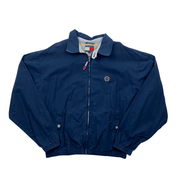 Vintage Navy Blue Tommy Hilfiger Crest Harrington Jacket - Large - The Streetwear Studio