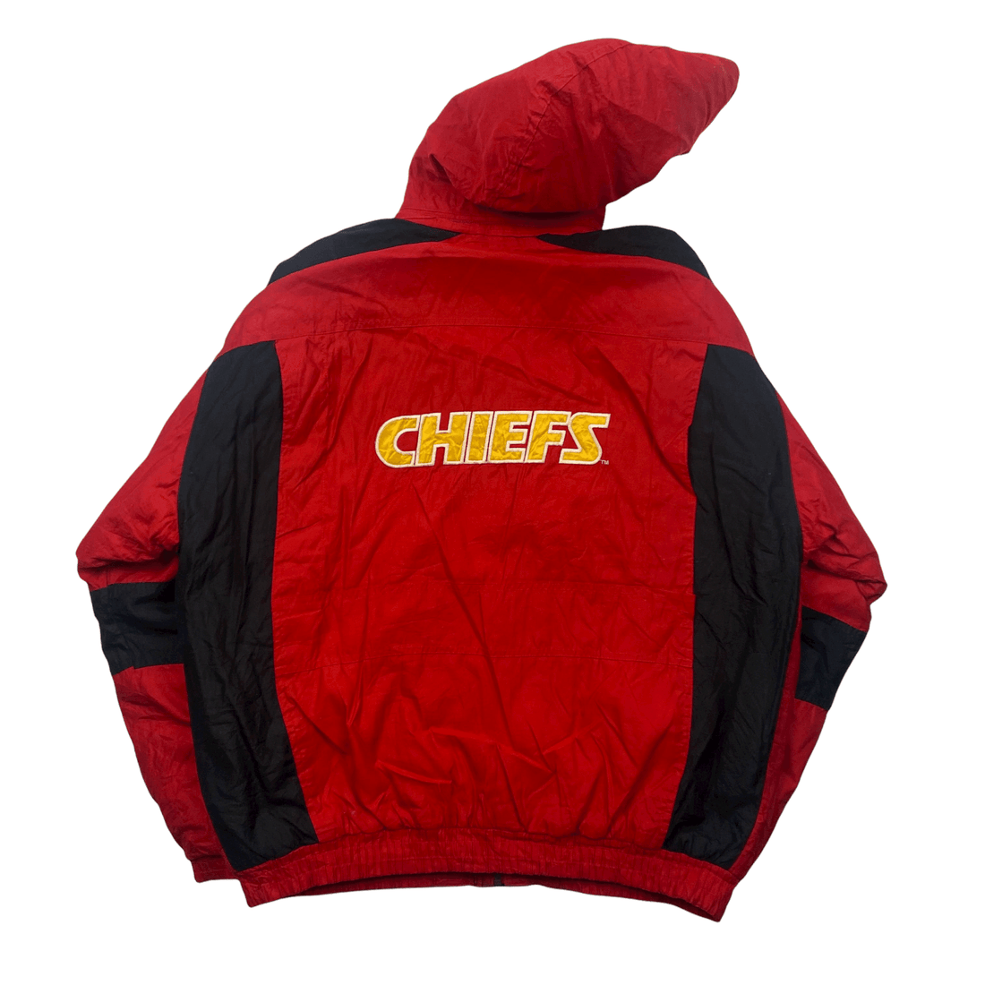 Vintage Red + Black Reebok NFL Pro Line Kansas City Chiefs Large Logo Spell-Out Jacket - Extra Large - The Streetwear Studio