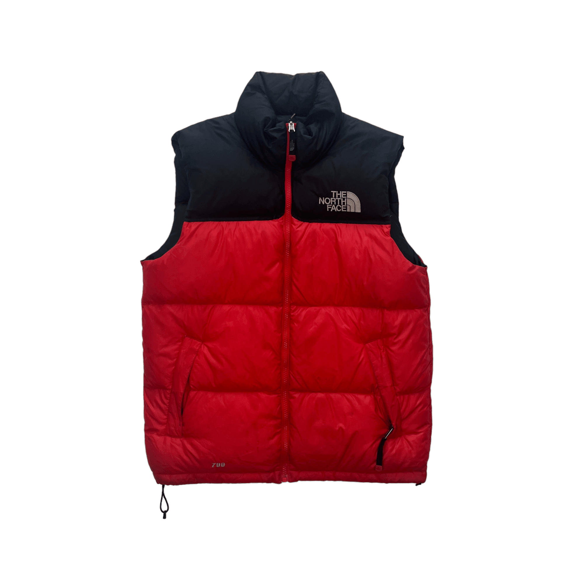 Vintage Red Black The North Face TNF Puffer Gilet Medium