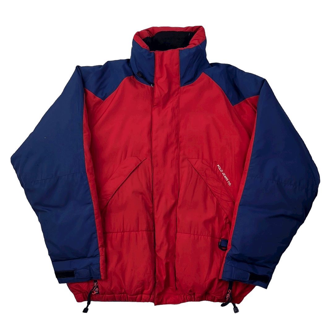 Vintage Red + Blue Ralph Lauren Polo Jeans Coat/ Jacket - Extra Large - The Streetwear Studio