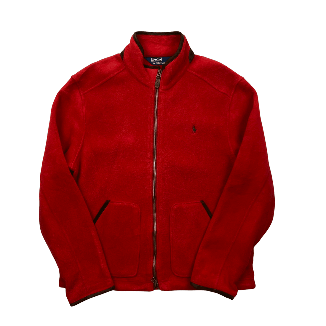Vintage Red Polo Ralph Lauren Full Zip Fleece Jacket - Extra Large (Recommended Size - Large) - The Streetwear Studio
