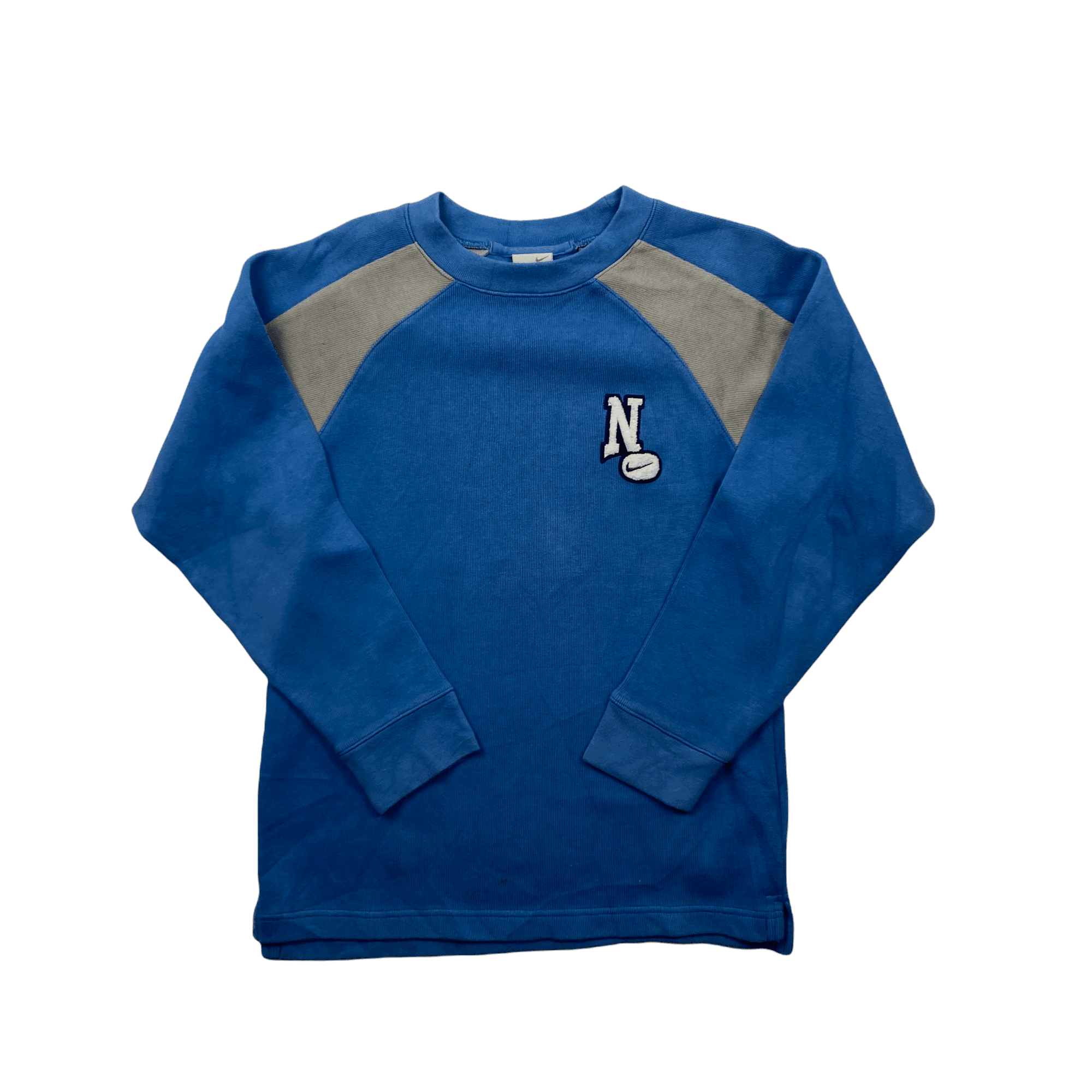 Vintage Women's Baby Blue + Grey Nike Sweatshirt - Large - The Streetwear Studio