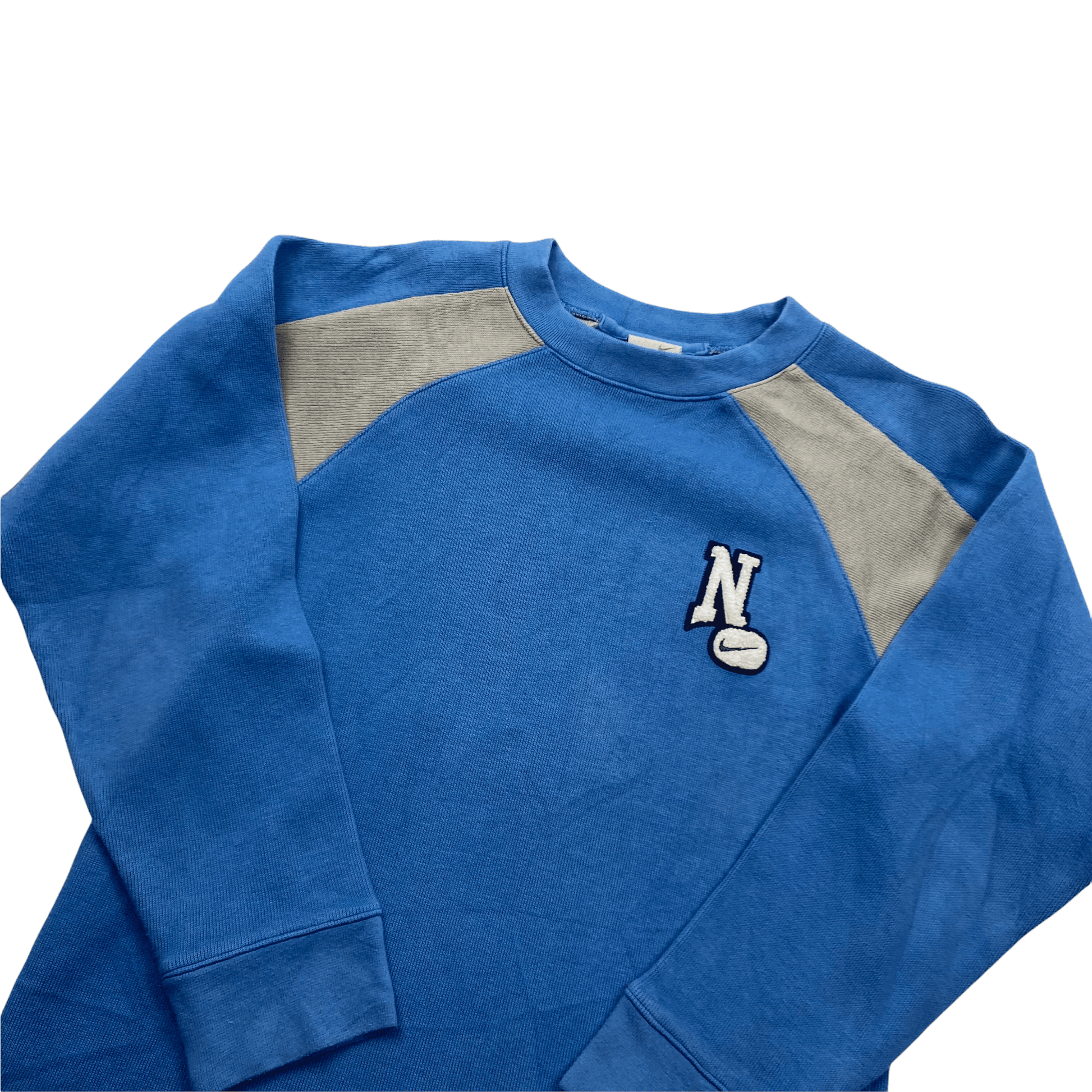 Vintage Women's Baby Blue + Grey Nike Sweatshirt - Large - The Streetwear Studio