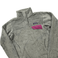 Vintage Women's Grey + Pink Patagonia Spell-Out Quarter Button Fleece - Small - The Streetwear Studio
