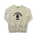 White A Bathing Ape (BAPE) College Sweatshirt - Medium - The Streetwear Studio