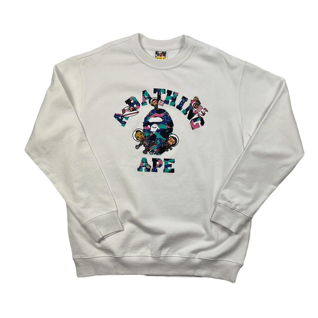 White A Bathing Ape (BAPE) x Kid Cudi Sweatshirt - Extra Large - The Streetwear Studio