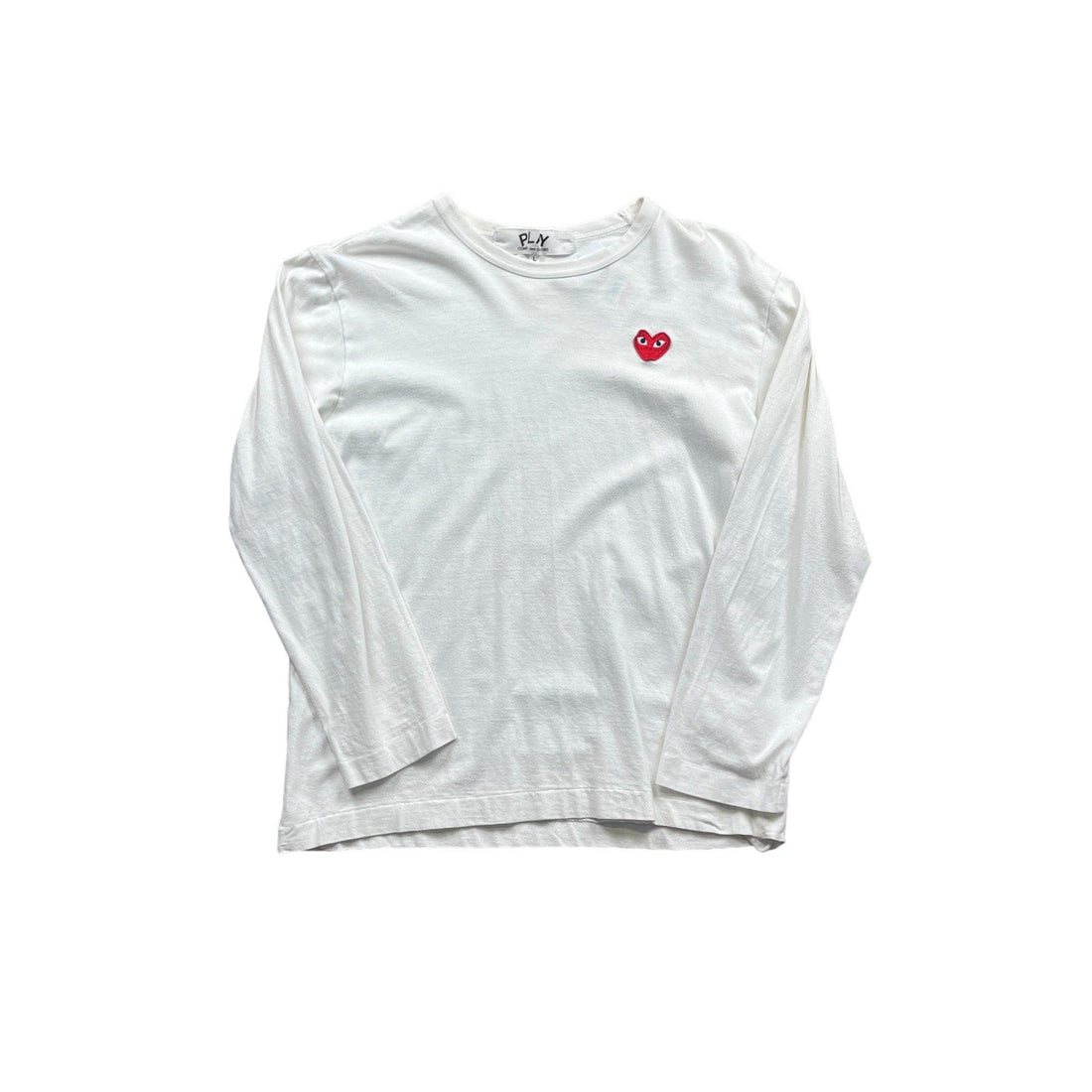 White Comme Des Garcons (CDG) Long Sleeve Tee - Large (Recommended Size - Medium) - The Streetwear Studio