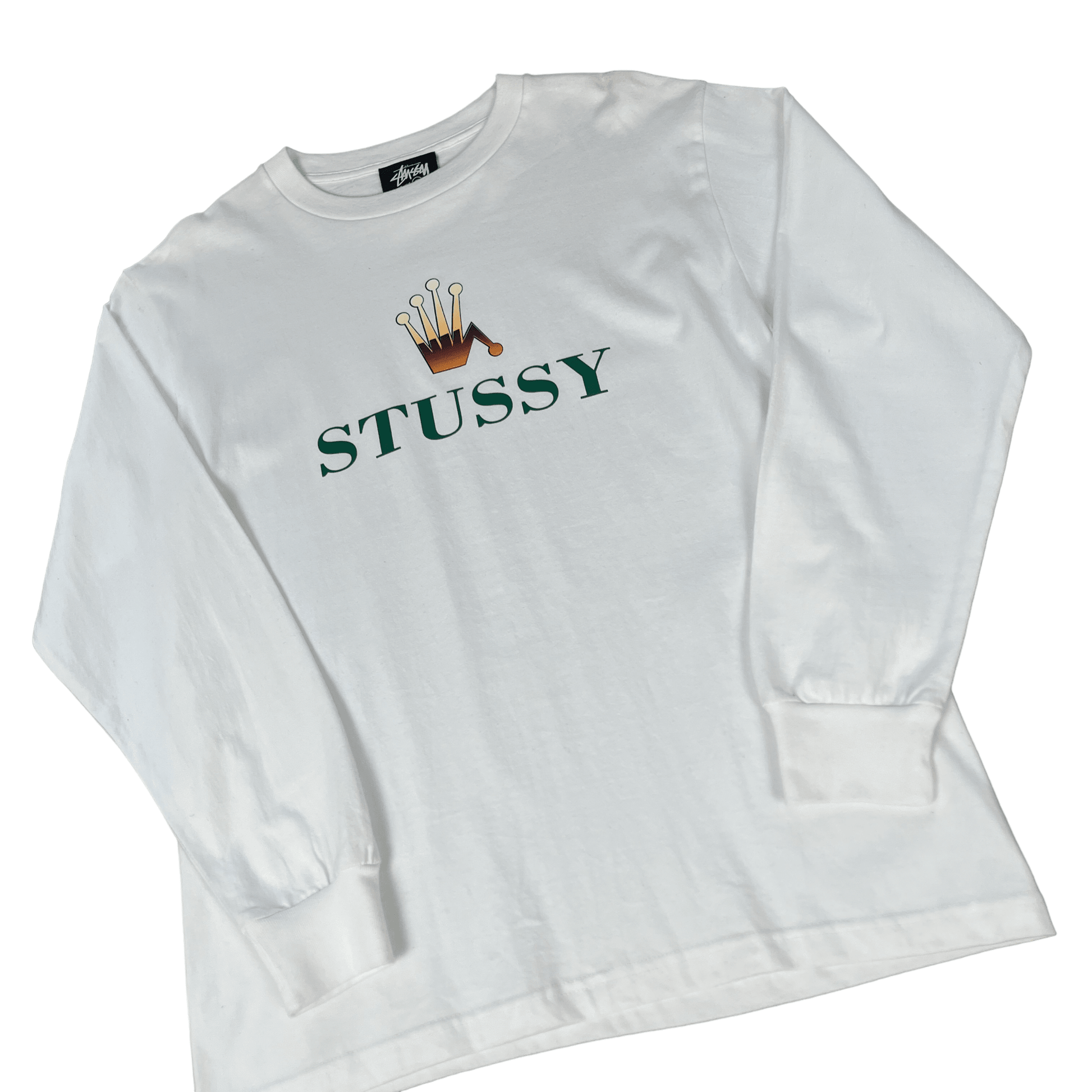 White Stussy Rolex Long Sleeve Tee - Small - The Streetwear Studio