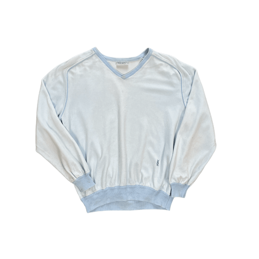 Women’s Vintage 90s Baby Blue Yves Saint Laurent (YSL) Sweatshirt - Large - The Streetwear Studio