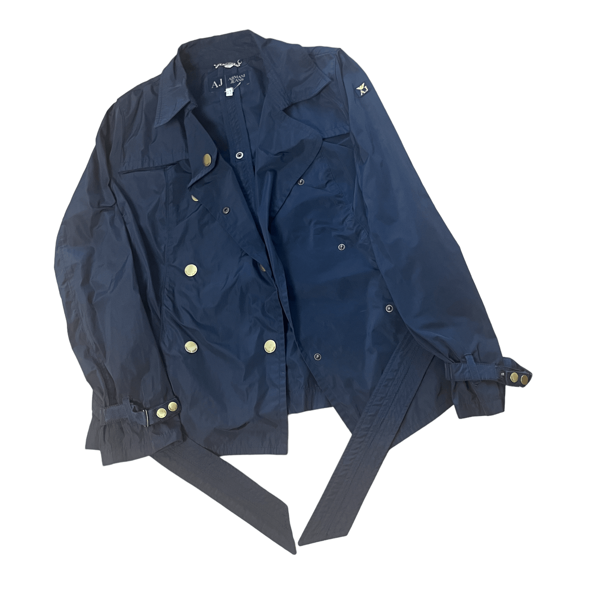 Women’s Vintage Navy Blue Armani Jeans Jacket - Medium (8) - The Streetwear Studio