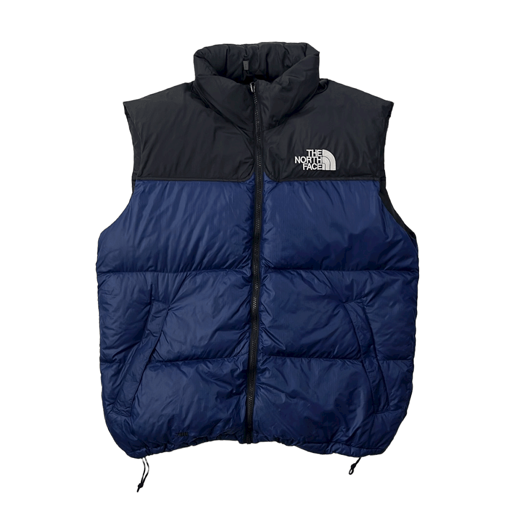 Vintage Blue + Black The North Face (TNF) 700 Puffer Gilet - Large - The Streetwear Studio